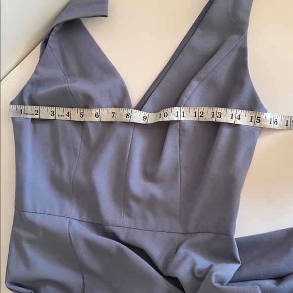 Amsale Sydney Slate V-Neck Maxi Bridesmaid Formal Prom Dress size 4 - Picture 7 of 10